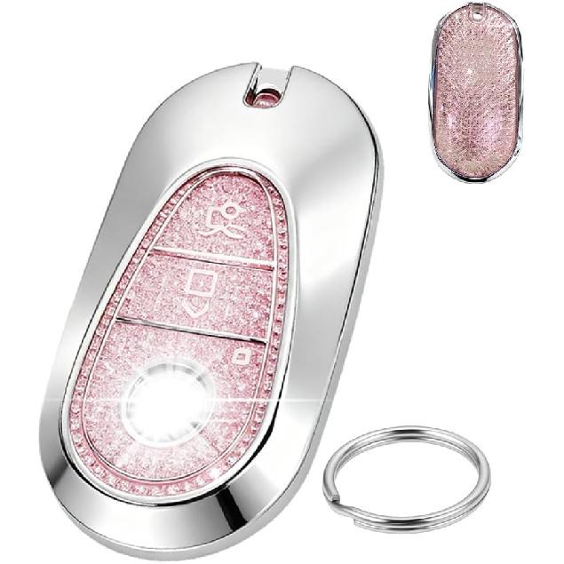 

Key Fob Cover Compatible with Mercedes GLC 300 W206 C300 C43 S580 CLE MB EQS EQE350 GLE Case TPU Protector Holder 1pcs Pink