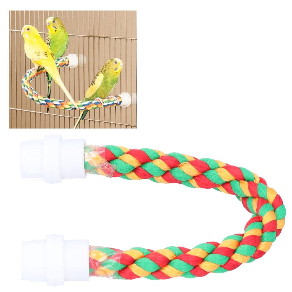 Colorful Design Cotton Rope Perch Adjustable Length U Shape Stand Bird Climbing Toy  For Parrots