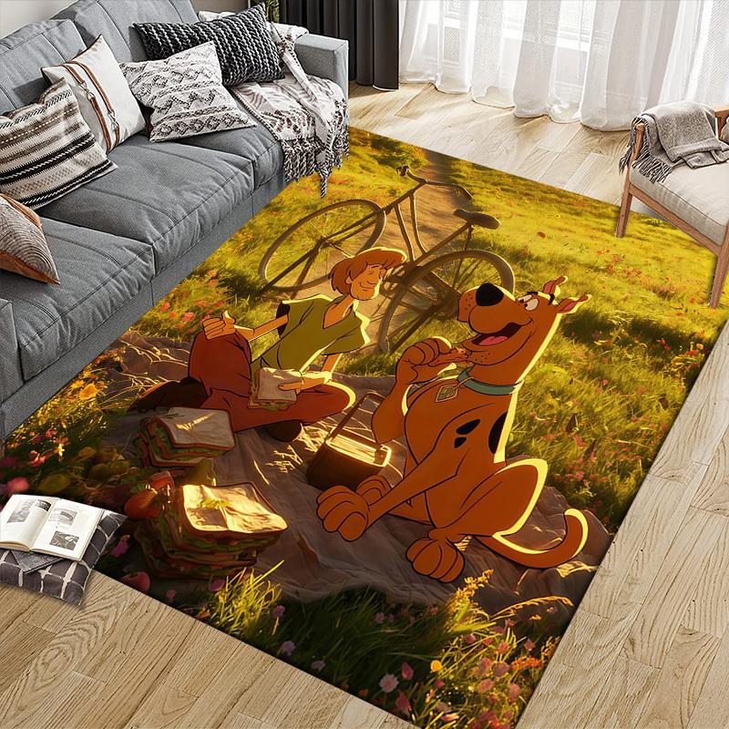 Scooby‑Doo2 Flannel Pattern Square Carpet,Area Rug,Carpet Rug for Living Room Bedroom Sofa Playroom Decor,Non-slip Floor Mat