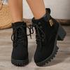 New Woman Ankle Boots Casual Comfortable Shoes Woman Autumn Round Toe Mid Calf Boots Chunky Patchwork Leather Boots Woman
