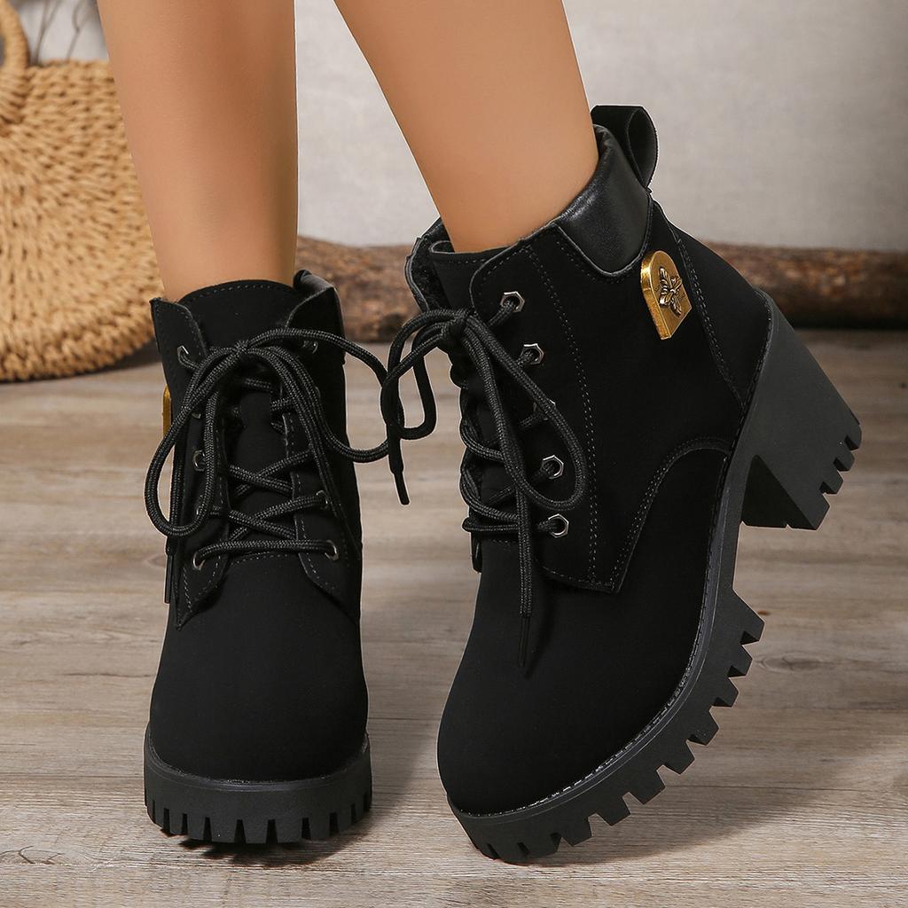 New Woman Ankle Boots Casual Comfortable Shoes Woman Autumn Round Toe Mid Calf Boots Chunky Patchwork Leather Boots Woman