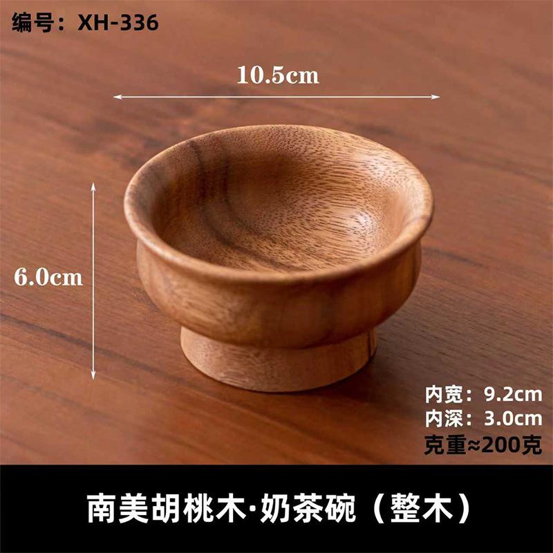 Wooden milk tea bowl fruit plate solid wood light luxury bowl dried fruit tall plate wooden fruit plate classy fruit plate