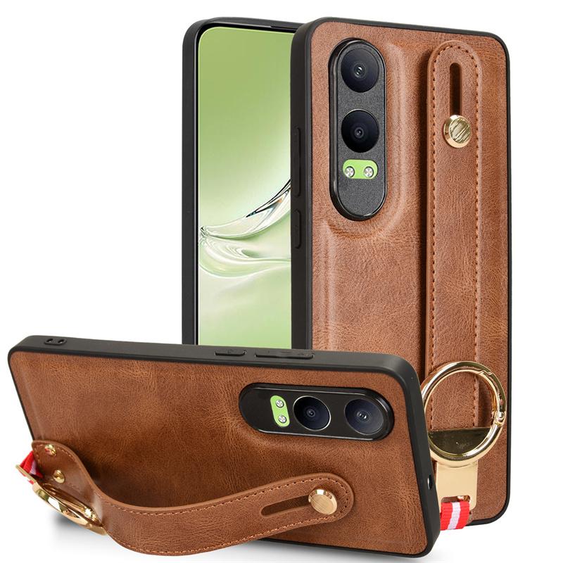 Luksusowa skórzana opaska na nadgarstek do etui OnePlus Nord CE 4 Lite 5G z otwieranym pierścieniem Ultracienkie etui ochronne odporne na wstrząsy