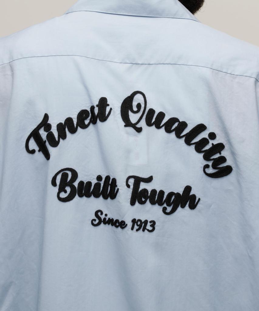 Schott NYC LS Bowling Shirt "Finest Quality Built Tough" / 782-4120004 Men's Small 391 Sax