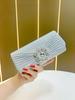 Womens Evening Clutch Bag With Flower Embellishments And Chain For Formal Events