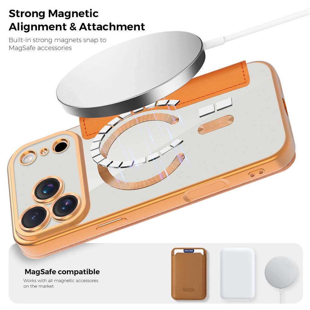 Για Magsafe Διάφανο Δερμάτινη Θήκη Flip με Υποδοχή Κάρτας Θήκη Κινητού Μαγνητική Για 17 Pro Max Air Ασύρματη Φόρτιση Κάλυμμα Πορτοφόλι