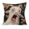Square Spooky Goat Face 2D Cushion Cover 17.72inch, Nordic Simplicity Print For Home Office Coffee Shop Car Sofa Pillow Decor