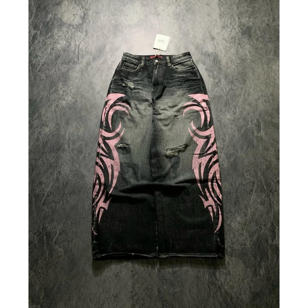 VIONA New Fashionable Perforated Printed Jeans Street Hip-hop Style Straight Leg Jeans