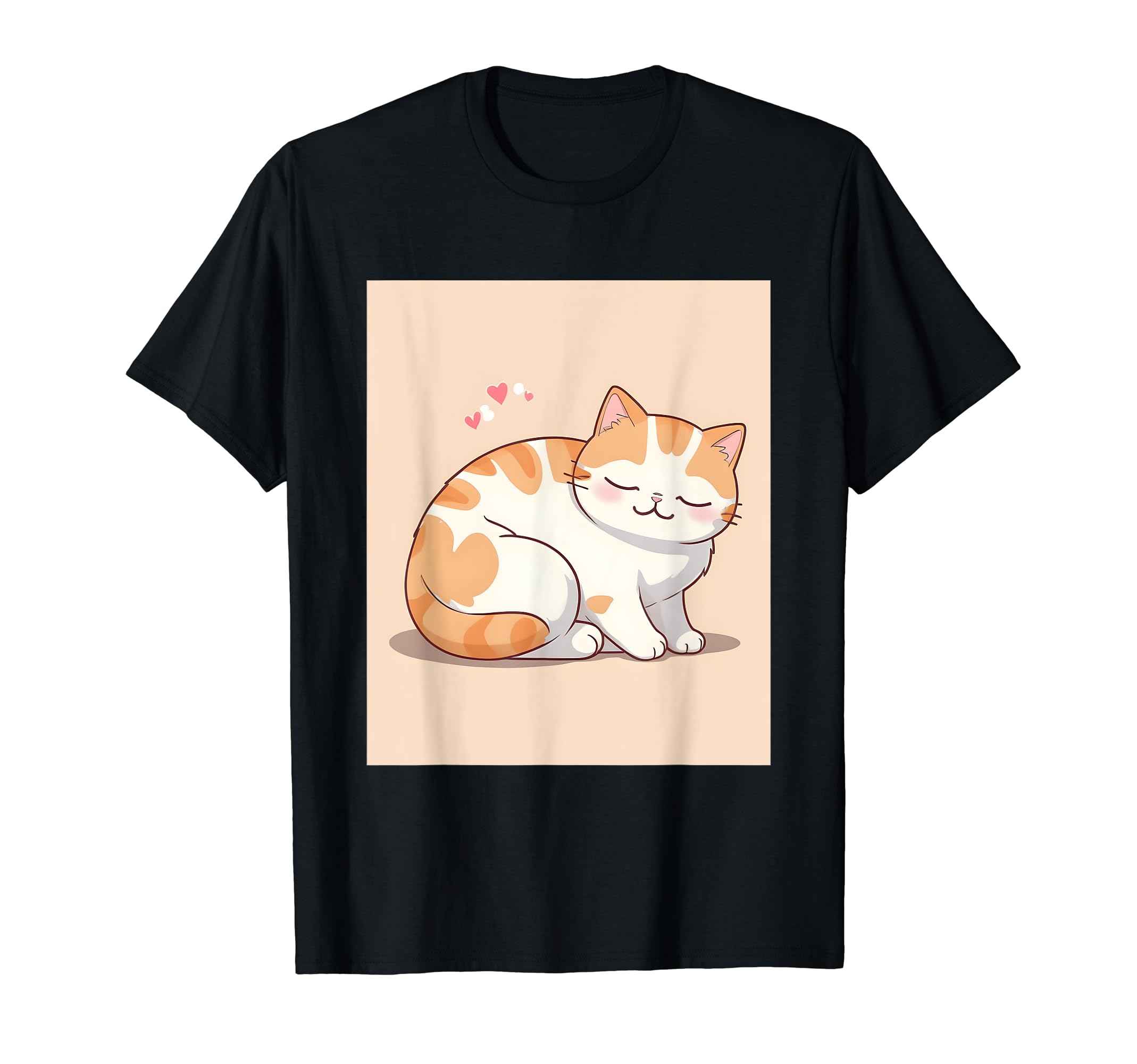 

pajamas print Kawaii, cat, sleeping, cute, Japanese, staff, T-shirt чорний