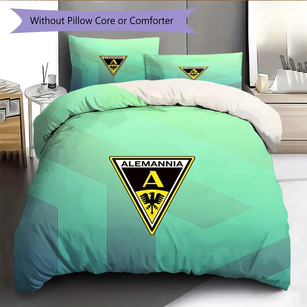 Alemannia Aachen Pattern Bedding Quilt Set Home Decoration Gift (1 * duvet cover + 2 * pillowcase without core).xwn