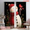 2pcs,2D Plane Printing Pattern Curtains Christmas Snowman4 Polyester Fabric (without Rod) Home Decor Perfect for Living Room,