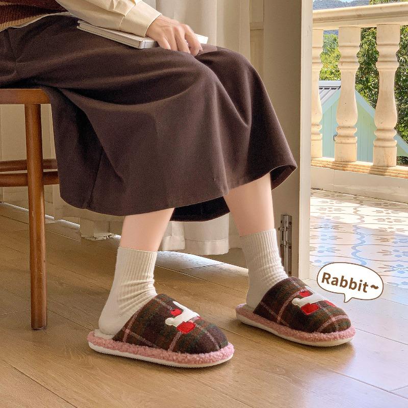 Cotton Slippers Women's Winter New Home Antibacterial Warm Plush Slippers Men's Home Men's Winter