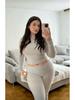 Women's Casual Tracksuit: Round Neck, Long Sleeve, Low Waist Flared Pants
