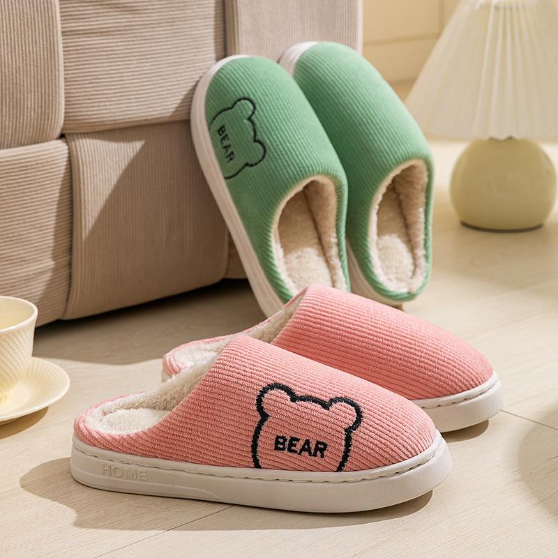 Plush Cotton Slippers Cute and Simple Winter Hospitality Home Outdoor Non-slip Couple Warm Cotton Slippers