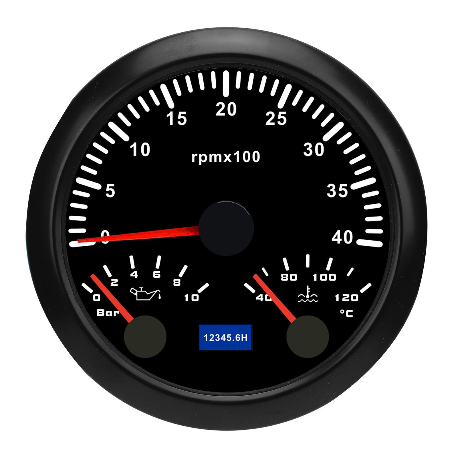 Vestidos Unisex 3 In 1 Electrical Tachometer Oil Pressure Gauge Water Temp Gauge 3 3 8In 4000Rpm 0 To 10Bar 40 To 120 Celsius 7 Colors