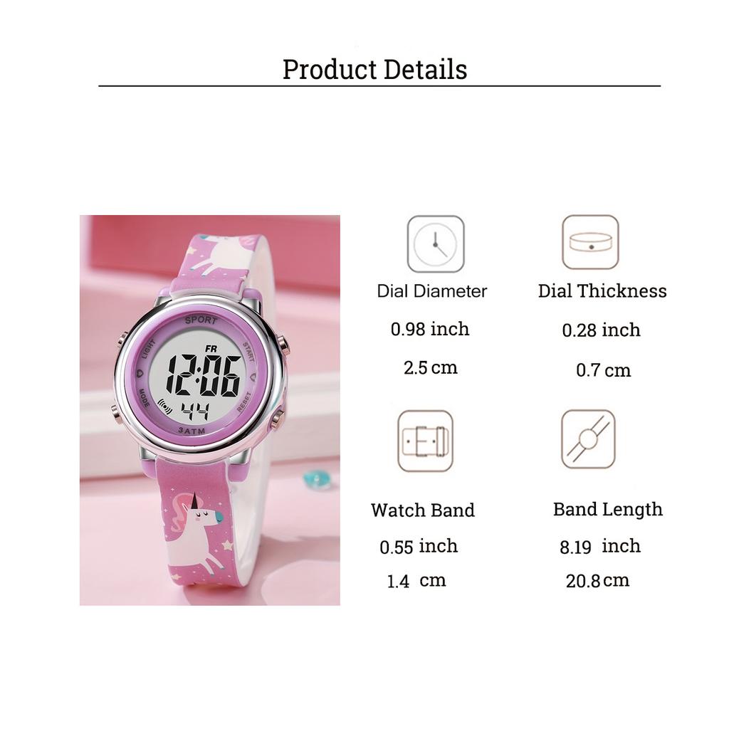Cute unicorn pattern LED screen electronic watch, suitable for Christmas Halloween gifts, a variety of colors optional