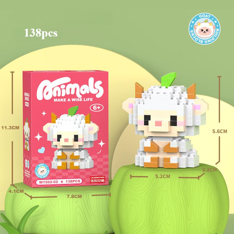 Children Micro Building Block Toy Mini Cartoon Animals Puzzle Assembling Bricks Table Decoration Toys for Kids Christmas Gifts