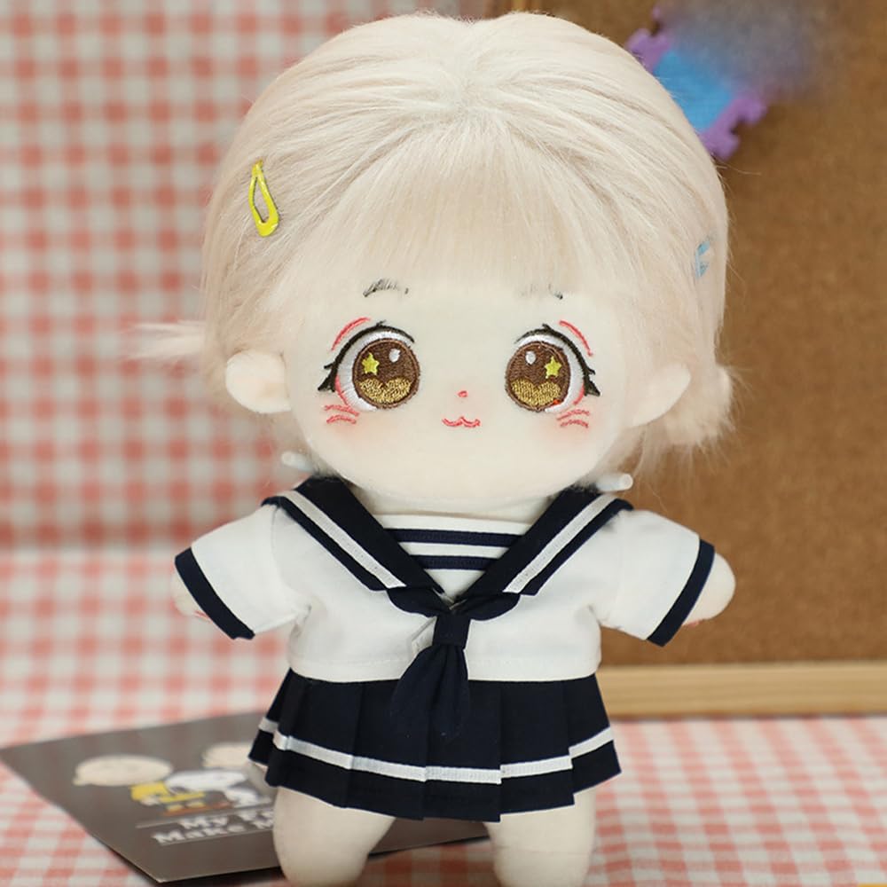 niannyyhouse 20cm stuffed toy clothes tie dress shirt JK skirt sailor uniform cotton doll accessories dress-up (blue)