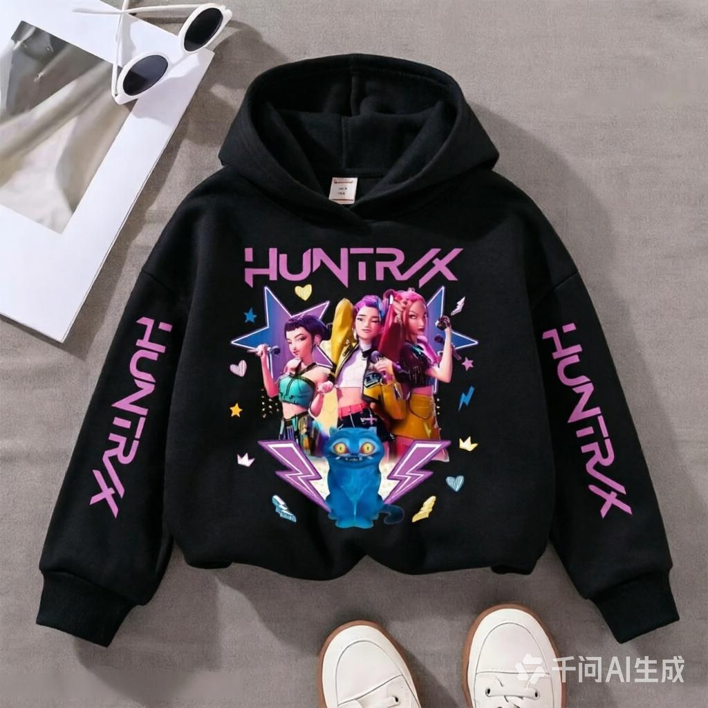 Cartoon Anime Girl Pattern Kids Hoodie Sleeve Printed Hooded Pullover Long Sleeve  Sweatshirt Boys Girls Spring Autumn Children