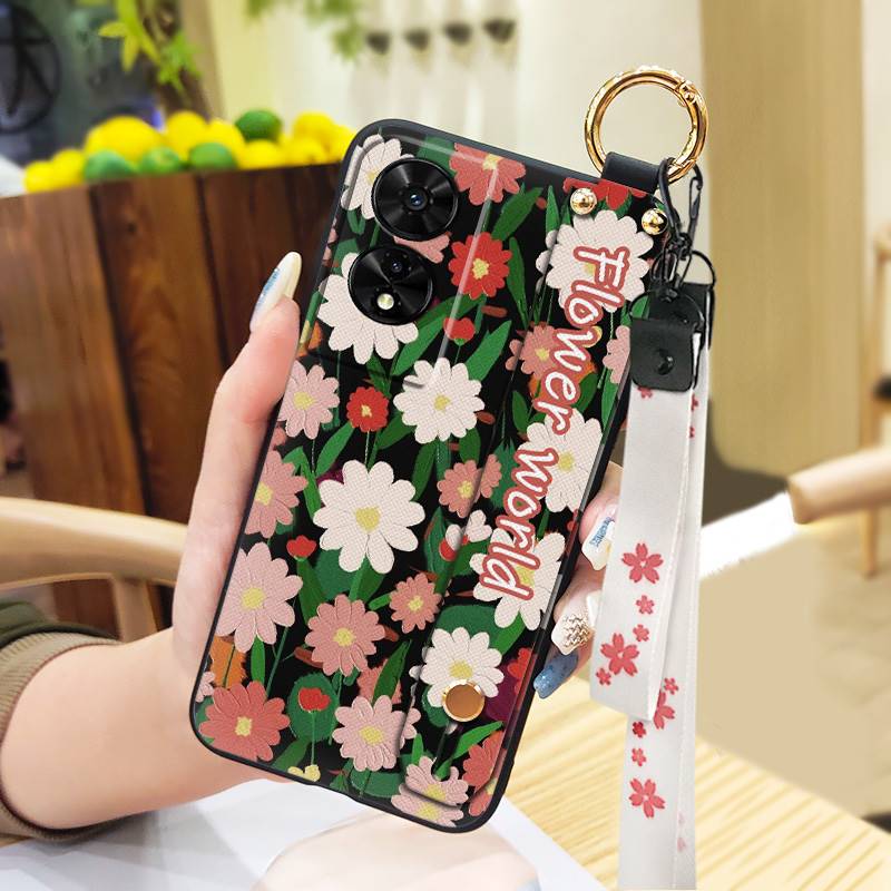 Fashion Design Oil Painting Phone Case For TCL 505/T509K/T5094 Wrist Strap Lanyard Anti-dust Silicone Waterproof Durable