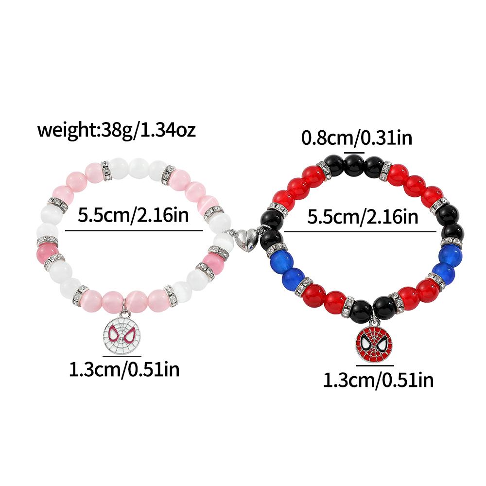 Braccialetti dell'amicizia di Spiderman, Migliore amico Bff, Halloween, Natale, Cordino coordinato, Catena con perline, Braccialetti per coppie, Nuovo,