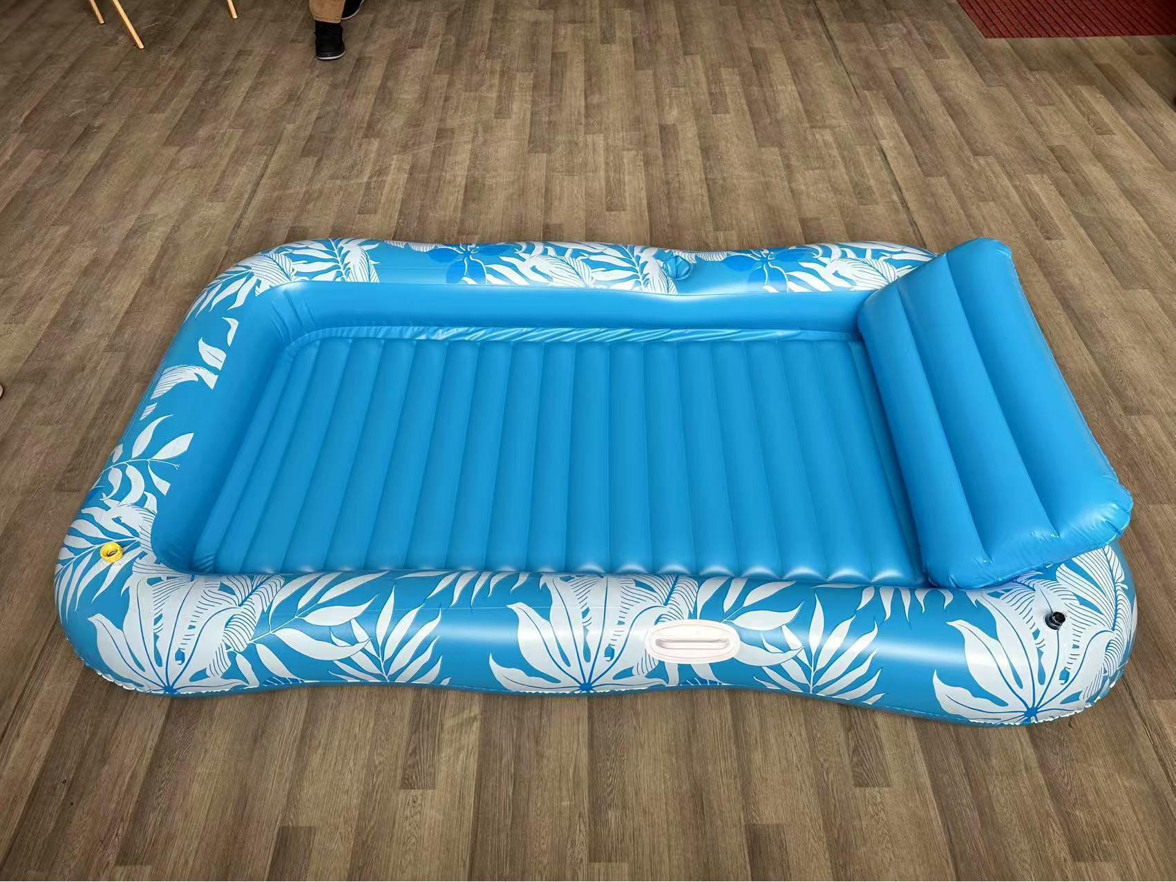 Inflatable PVC Raft with Water Sprinkler - Adult Lounger and Tanning Pool Float