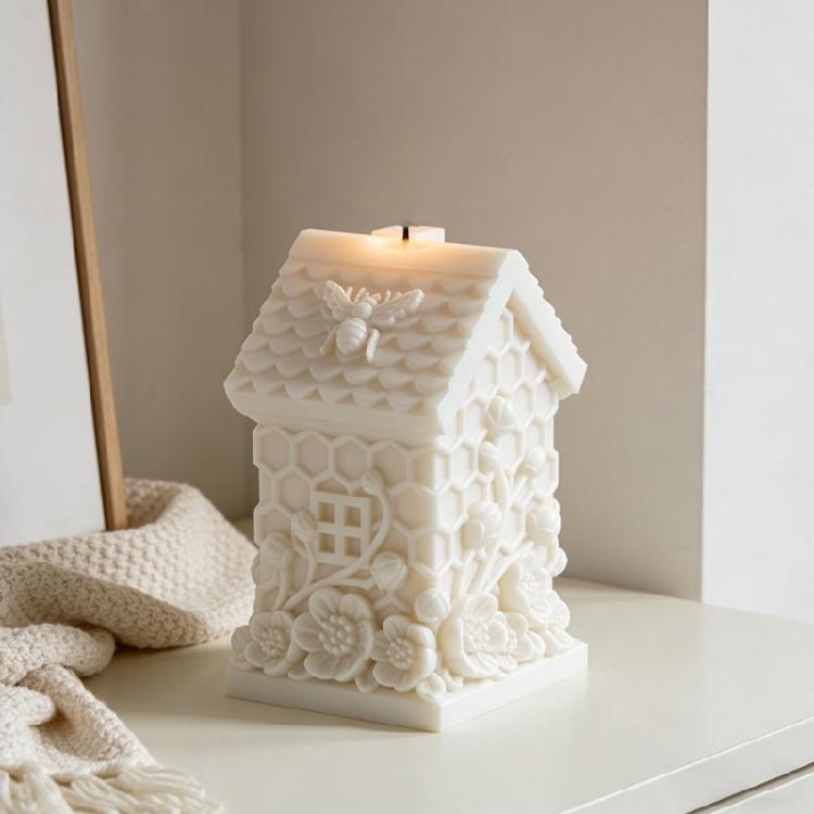 Honeycomb House Shape Silicone Mould Holiday Candle Silicone Molds For Handmade Candle Soap Chocolate Candy Cake Baking