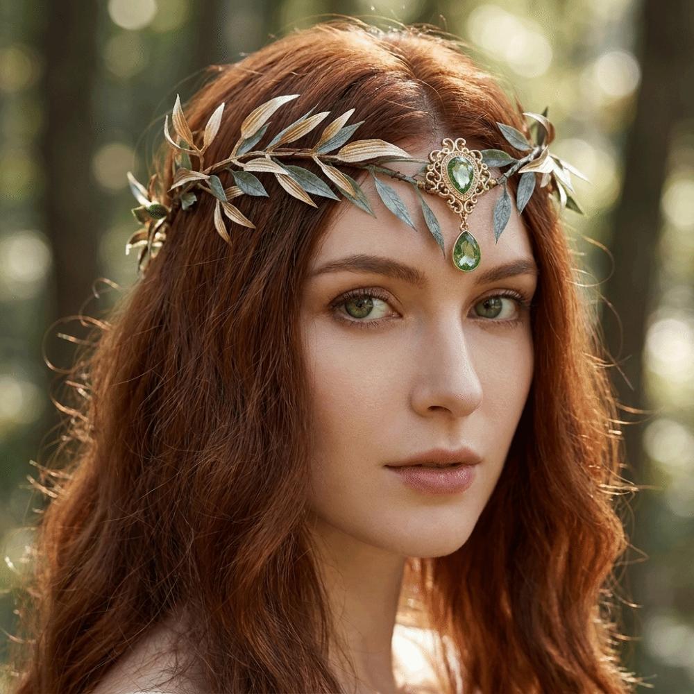 Leaf Wreath Elf Headband Simulate Tree Leaves Elven Princess Tiara Fairy Headpiece Flower Fairy