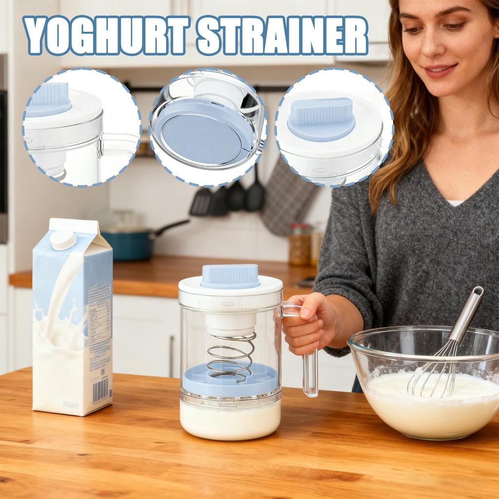 Reusable Greek Yogurt Strainer With Lid, Whey Separator For Thick Creamy Cheese Making Filter