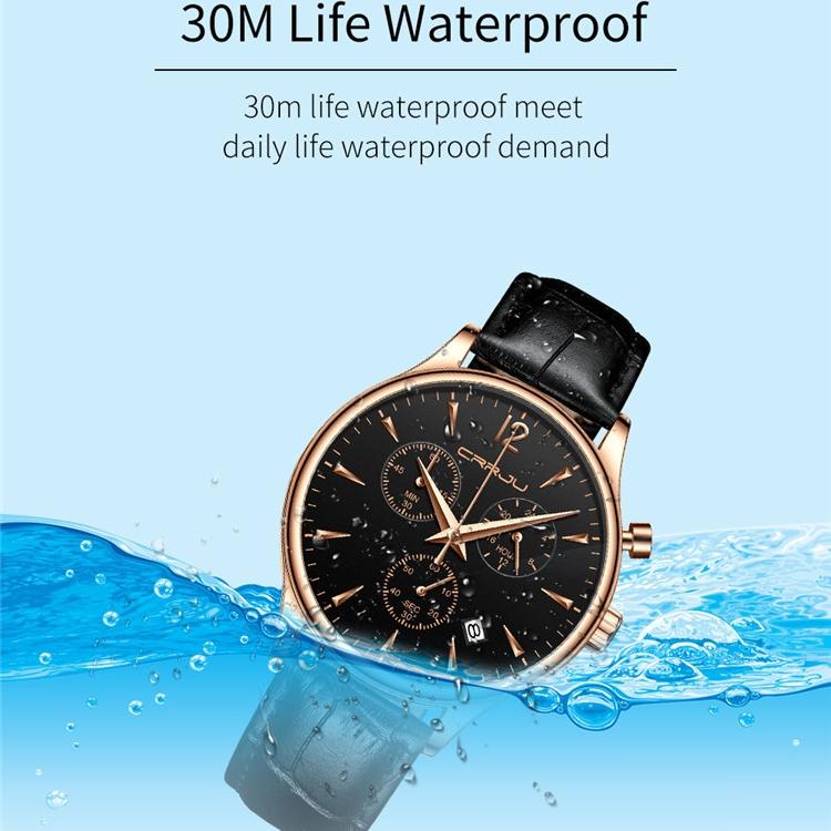 CRRJU New Leather Strap Men's Watch 2313 Steel Strap Watch Simple Business Personality Men Fashion Waterproof