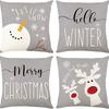 Christmas Pillow Cover Linen Printed Home Sofa Cushion Cover Living Room Bedroom Pillow Cover