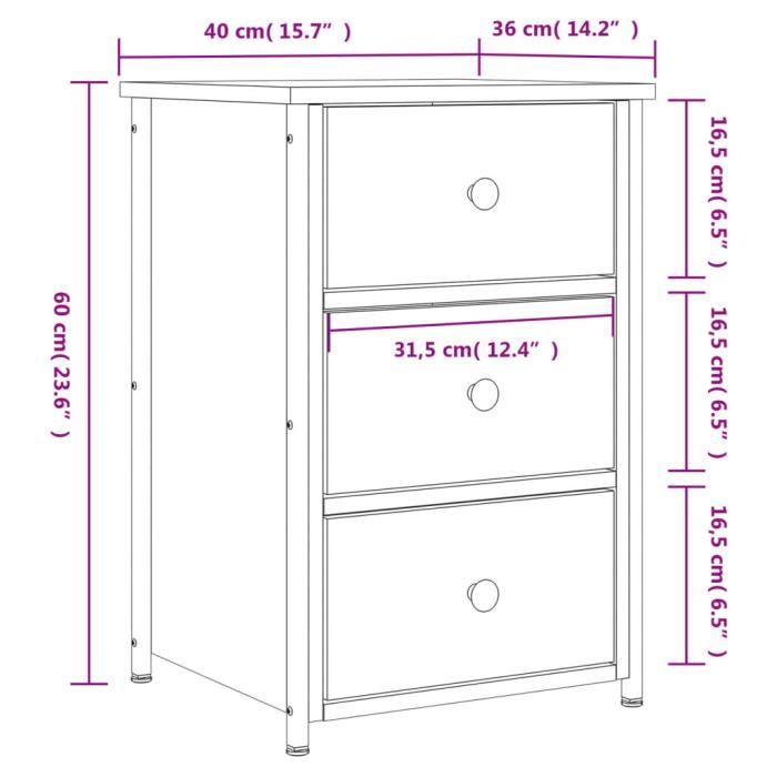 VidaXL Tables de chevet 2 pcs noir 40x36x60 cm bois d’ingénierie 825994