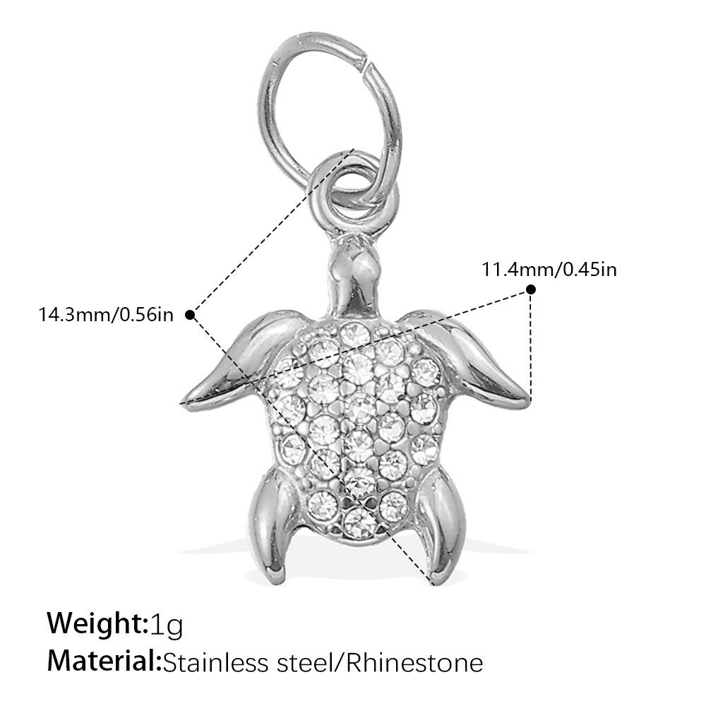 Beach Wind Delicate Inlaid Rhinestones Starfish Coconut Tree Pendant Diy Necklace Pendant Stainless Steel Bracelet Accessories