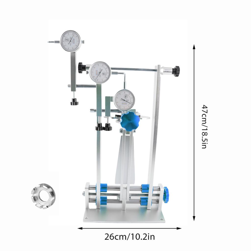 Bicycle Wheel Truing Stand Bike Wheel Alignment Repair Tool with Dial Gauge for Quick Release and Thru Axle
