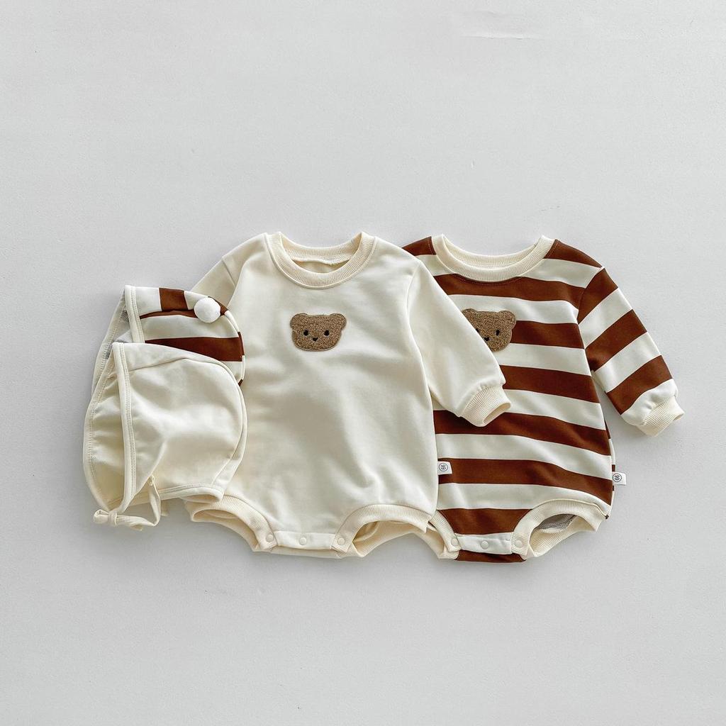 Korean Autumn Baby Romper: Cute Bear Pullover for Newborns, Boys & Girls - Ideal for Outdoor Play