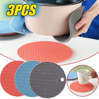Table Mat Tool Multifunctional Kitchen Silicone Tableware Mat, Round Anti Slip and Heat-resistant Coffee Cup Coaster, Pot Holder
