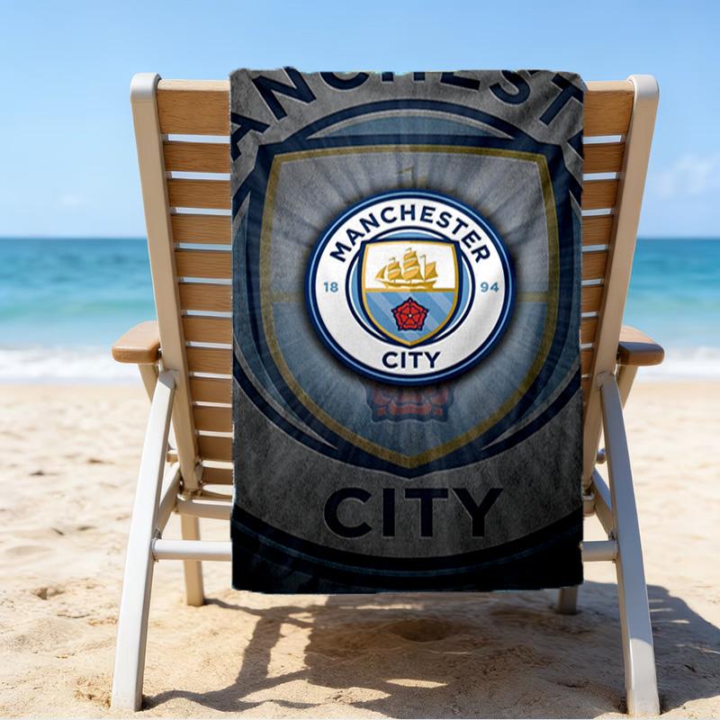 Serviette de Plage Imprimée City Football Club, Microfibre Super Douce, Cadeau Parfait Anniversaire, pour Piscine, Plage, Voyage, pour la famille et les amis