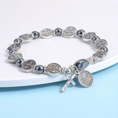 Exquisite Handmade Saint Benedict Medal Cross Church-Themed Bracelet Perfect Commemorative Gift