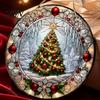 Runde Buntglas-Weihnachtsbaumschmuck Stil Acryl Fensterhänger, Weihnachtsbaum Schneeszene Innenparty-Dekorationen Sonnensammler, Tür Heimdekoration
