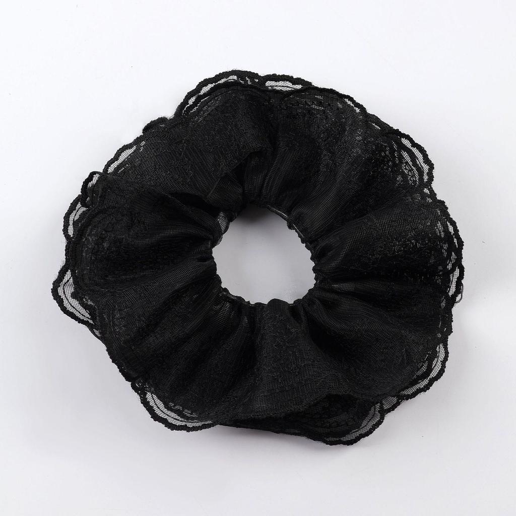 Korean Style White Lace Scrunchie for Women - Elastic French Retro Hair Tie