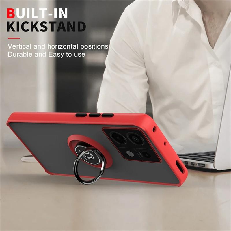 For Xiaomi Redmi Note 13 Pro Plus 5G 4G Magnetic Ring Phone Stand Case Redmi 14C 13C 9A Matte Back Cover Redmi Note 14 Pro Plus