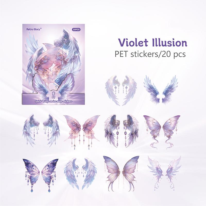 

20 шт. Милые наклейки с крыльями ангела для питомцев, Прекрасные ретро декоративные наклейки для питомцев, Наклейки для ручного учета, Креативные наклейки для DIY-декора