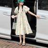 Girls' Stylish Puff Sleeve Floral Summer Dress - Princess Beach Holiday Style