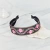 Maia Pearl Flower Jacquard Hairband A - Plain Pink