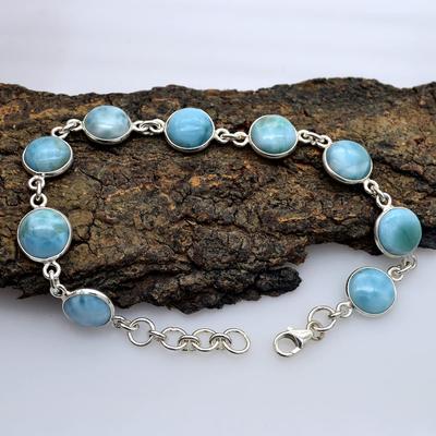 Larimar Bracelet, 925 Sterling Silver, Handmade Jewelry, Gift For Her, Wedding Gift, Boho Jewelry, Silver Charm Jewelry