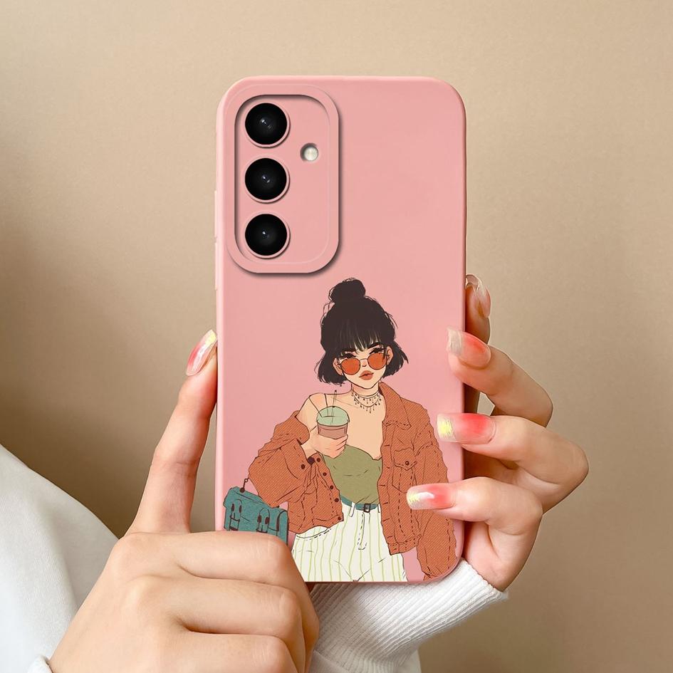 Covers For For Samsung S25 Plus Ultra New Case Fashion Cool Girl Soft Liquid Silicone Protective For Samsung S 25 Bumper Housing