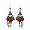 Retro hand-embroidered fabric earrings female long flower fringed versatile temperament performance earrings earrings