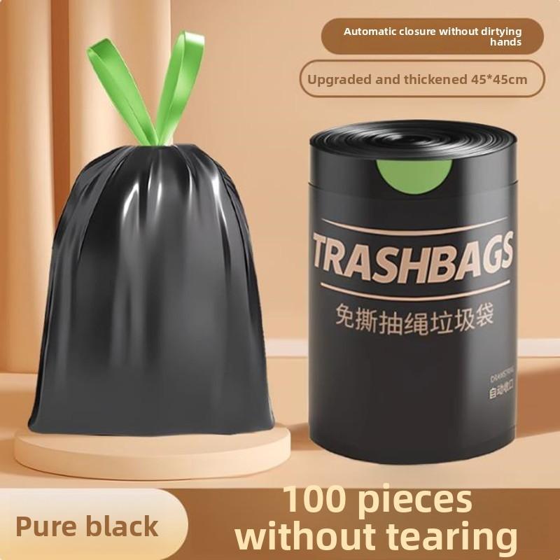Pe Trash Bag With Drawstring For Home Use Heavy Duty Thick Garbage Sacks For Kitchen And Household