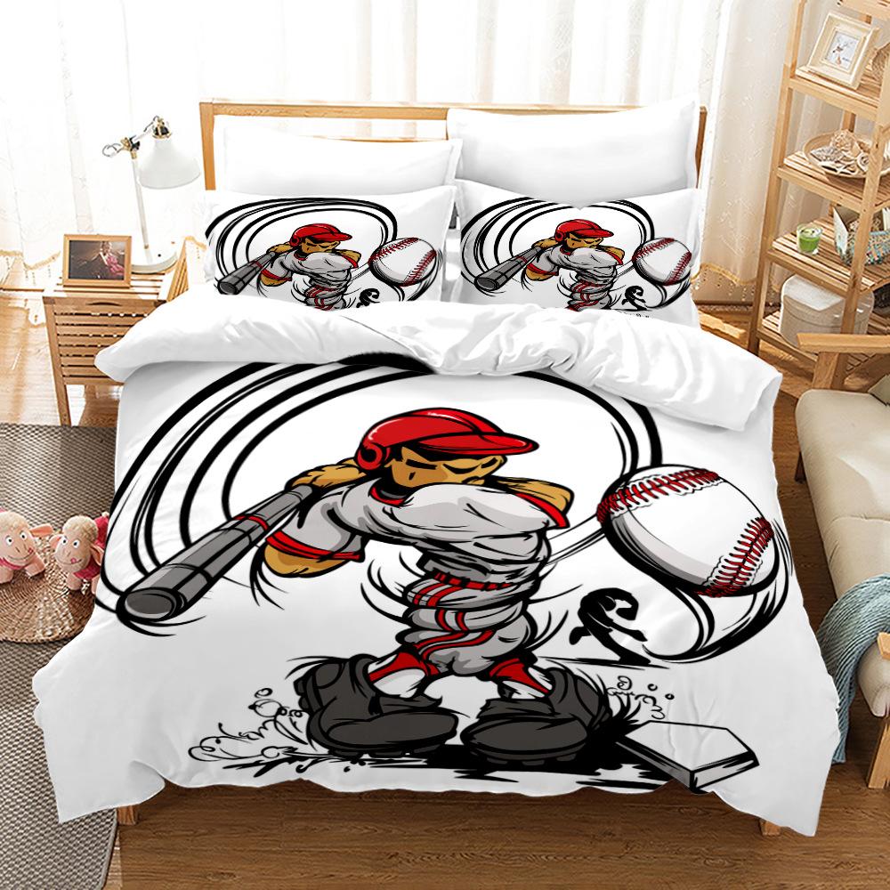 Baseball Bedding Set Sport 3D Printed Soft Brushed Duvet Cover King Queen Twin Single American Style Birthday Gift For Kids Boys