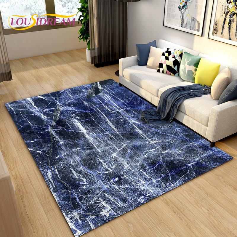 Nordic Black Colour Gold Marble Area Rug Large,Carpet Rug for Living Room Bedroom Sofa Doormat Decoration,kid Non-slip Floor Mat